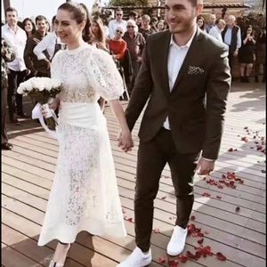 NWT Self Portrait white lace dress